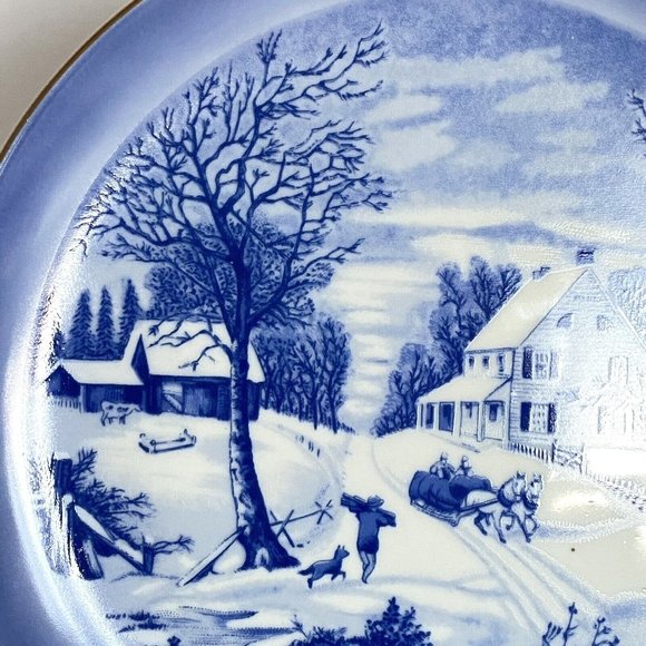 Currier Ives Price Import The Homestead In Winter American Scenes Plate Japan - Picture 3 of 6